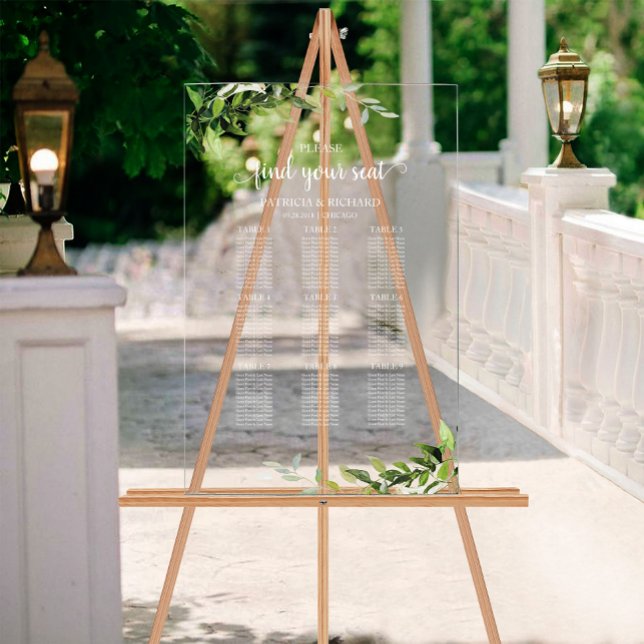 Panneau En Acrylique 9 Tables Plan Mariage verdoyant (Créateur téléchargé)