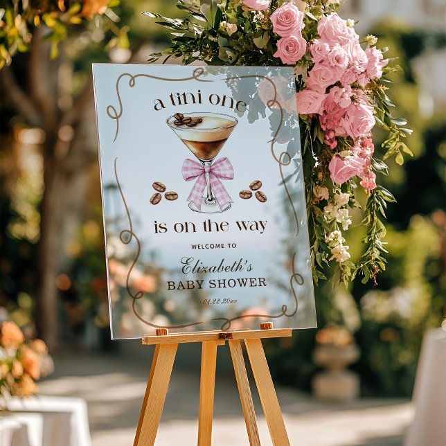 Panneau En Acrylique A Tini One Espresso Martini Pink Bow Baby Shower (A Tini One Espresso Martini Pink Bow Baby Shower Acrylic Sign)