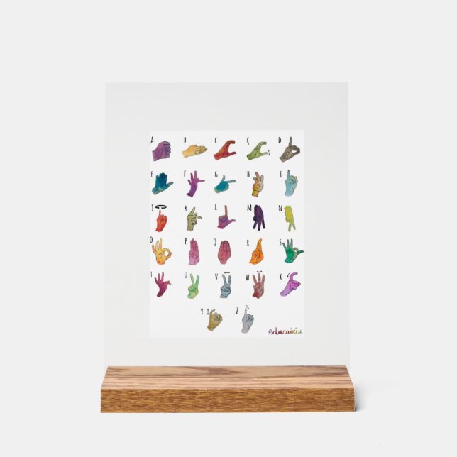 PANNEAU EN ACRYLIQUE ABECEDARIO LENGUA DE SIGNOS (Recto)