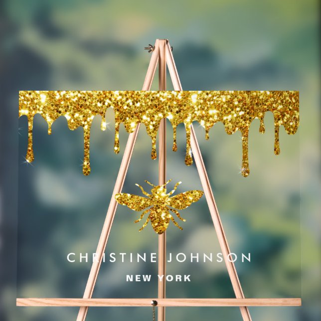 Panneau En Acrylique abeille fausse parties scintillant (Neutre)