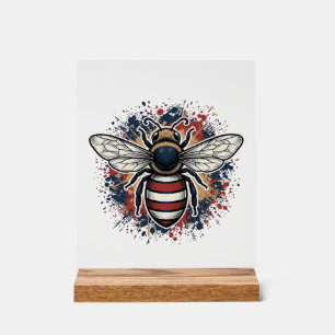 Panneau En Acrylique Abeille patriotique gravure vintage vecteur Design