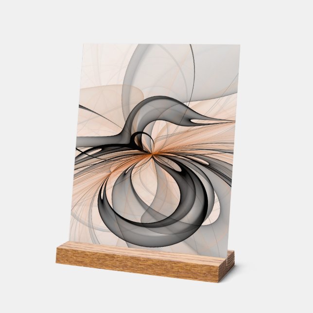 Panneau En Acrylique Abstrait Anthracite Grey Sienna Art moderne fracta (Angle)