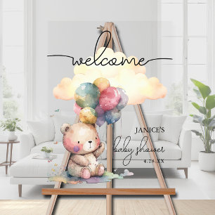 Panneau En Acrylique Accueil Baby shower Ours Teddy