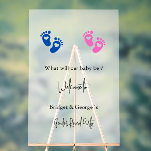 Panneau En Acrylique accueil bébé pieds sexe révéler la fête gelée