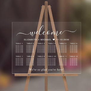 Panneau En Acrylique Accueil Chic Blanc 12 Table Mariage Places