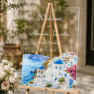 Panneau En Acrylique Accueil de Fête de Fiançailles Moderne Santorin Gr