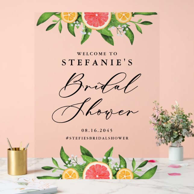 Panneau En Acrylique Accueil de la Fête de Mariage Oranges et Pamplemou (Mariage)