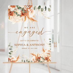 Panneau En Acrylique Accueil de la partie d'engagement Pampas Floral Ac