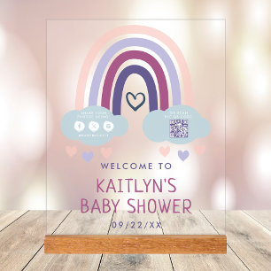 Panneau En Acrylique Accueil du Baby shower Little Rainbow