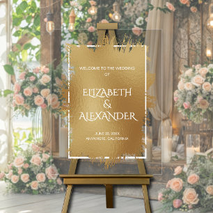 Panneau En Acrylique Accueil du Mariage Chic Gold Splash