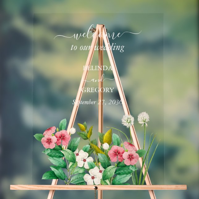 Panneau En Acrylique Accueil du Mariage d'aquarelle fleur sauvage Periw