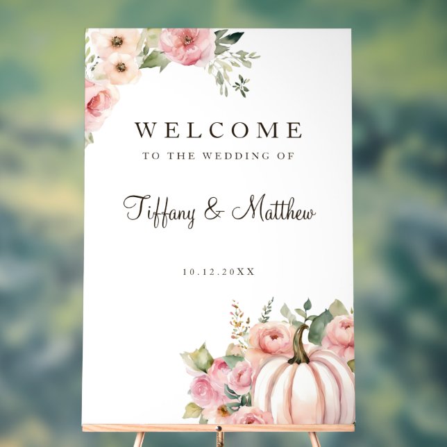 Panneau En Acrylique Accueil du Mariage de automne Blush (Neutre)