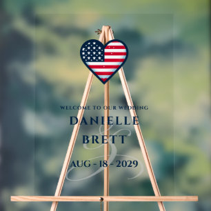 Panneau En Acrylique Accueil du Mariage de Coeur Couple USA