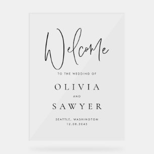 Panneau En Acrylique Accueil du Mariage de script d'écriture manuscrite