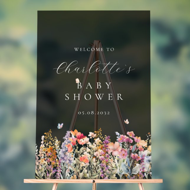 Panneau En Acrylique Accueil Fleur sauvage moderne Baby shower (Neutre)