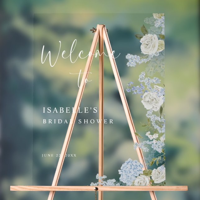 Panneau En Acrylique Accueil Floral Bleu Vert (Neutre)