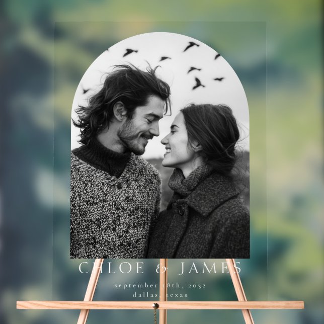 Panneau En Acrylique Accueil Mariage d'arche photo personnalisée modern (Neutre)