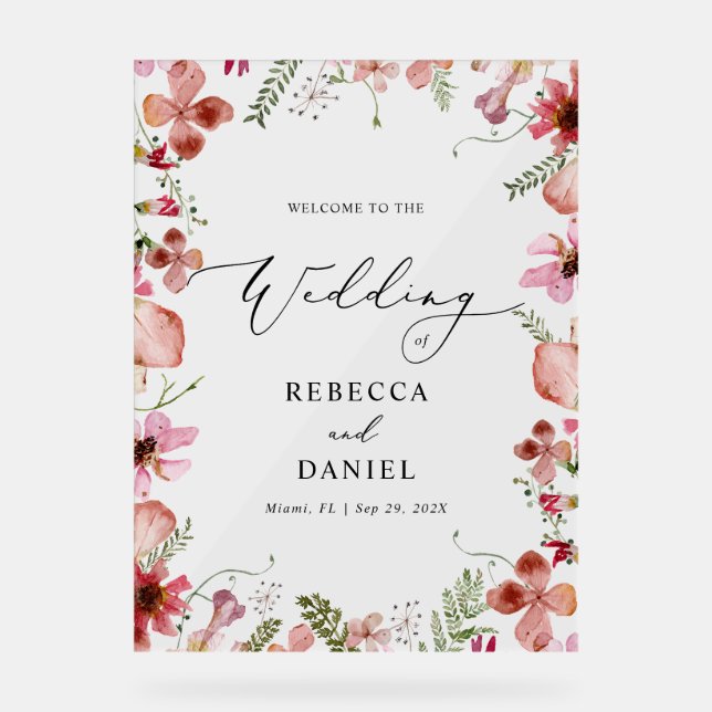 Panneau En Acrylique Accueil Mariage de calligraphie moderne (Recto)