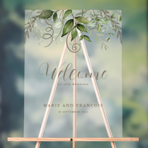 Panneau En Acrylique Accueil Mariage dépoli Verdure tropicale