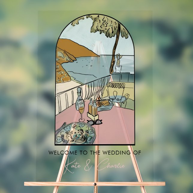 Panneau En Acrylique Accueil Mariage italien (Neutre)