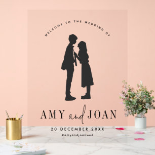 Panneau En Acrylique Accueil Mariage mini Couple Cute