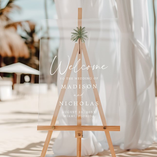 Panneau En Acrylique Accueil minimal du Mariage Palm Tree (Créateur téléchargé)