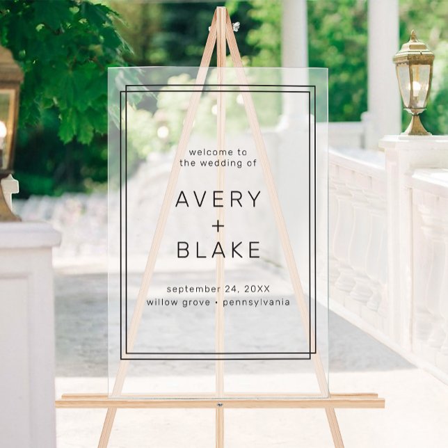 Panneau En Acrylique Accueil minimaliste AVERA Moderne Mariage (AVERY Modern Minimalist Wedding Welcome Acrylic Sign)