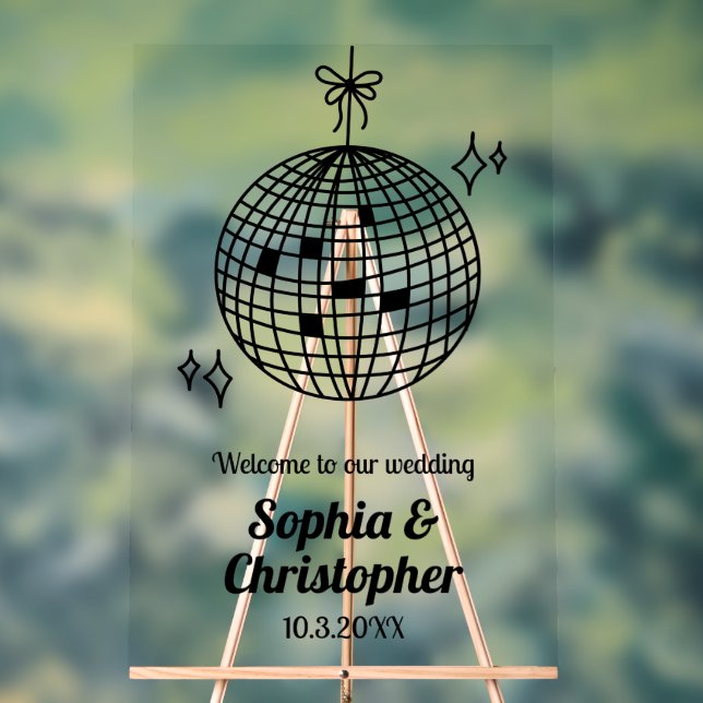Panneau En Acrylique Accueil personnalisé du Mariage Disco Ball (Neutre)