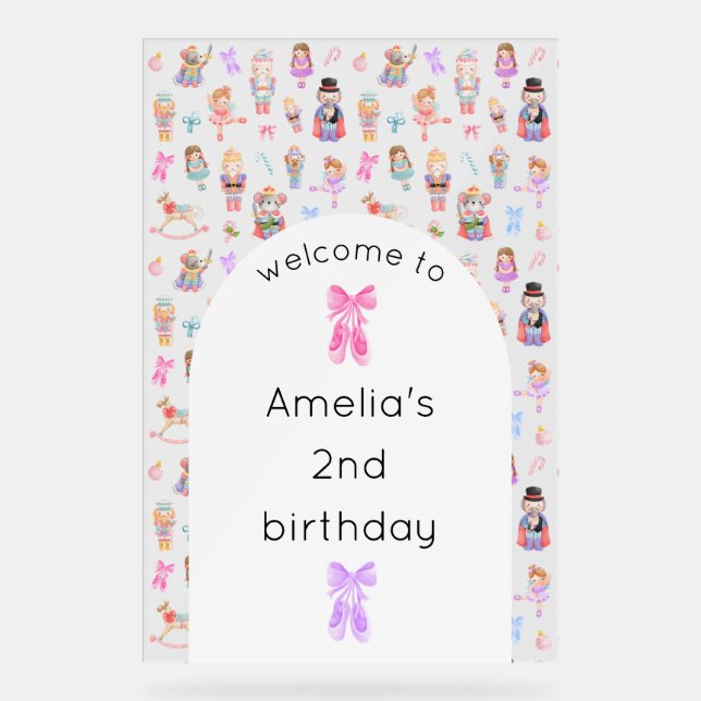 Panneau En Acrylique Accueil pour l'anniversaire de Nutcracker (Recto)