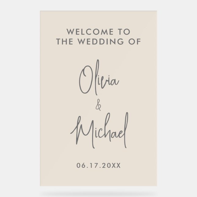 Panneau En Acrylique Accueil simple et moderne Mariage Champagne (Recto)