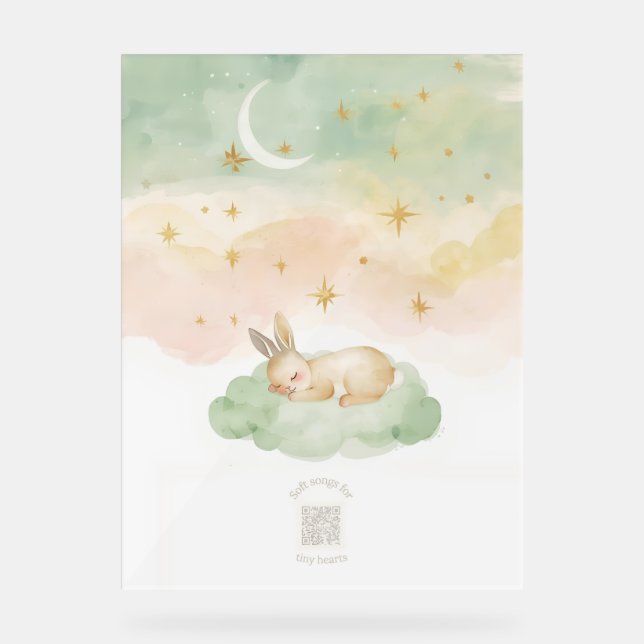 Panneau En Acrylique Acrylic Nursery Sign | Sleeping Bunny Watercolor (Recto)