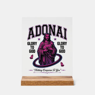 Panneau En Acrylique Adonai Gloire à Dieu Vintage Christian Vector Desi