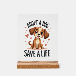 Panneau En Acrylique Adopter un chien sauve une vie Vintage chiot migno
