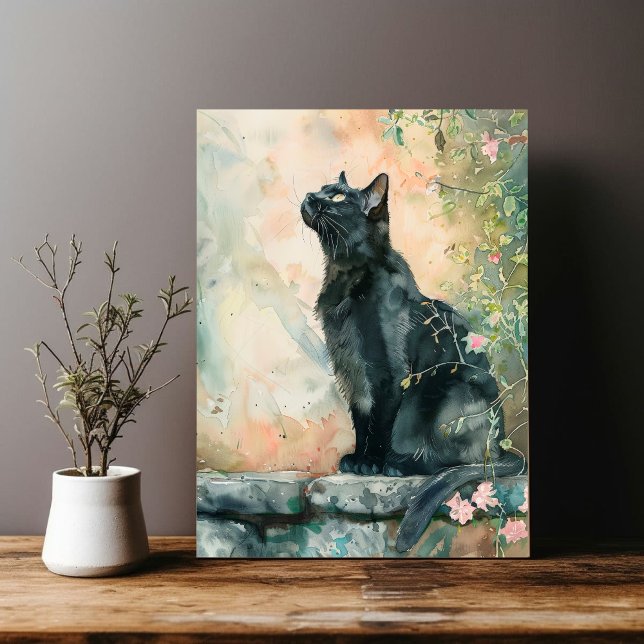 PANNEAU EN ACRYLIQUE ADORABLE CAT WATERCOLOR ILLUSTRATION (Créateur téléchargé)