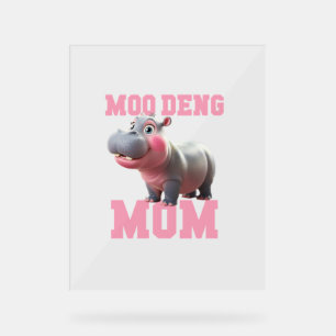 Panneau En Acrylique Adorable MOO DENG MOM Baby Hippo Mama Cutest Princ