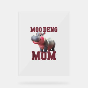 Panneau En Acrylique Adorable MOO DENG MOM Baby Hippo Mama Dabbing Prin