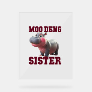 Panneau En Acrylique Adorable MOO DENG SISTER Baby Hippo Bestie Princes