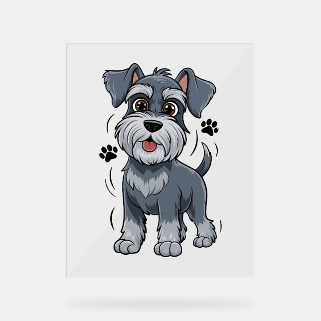Panneau En Acrylique Adorable Schnauzer Pup Illustration With Big Eyes (Recto)