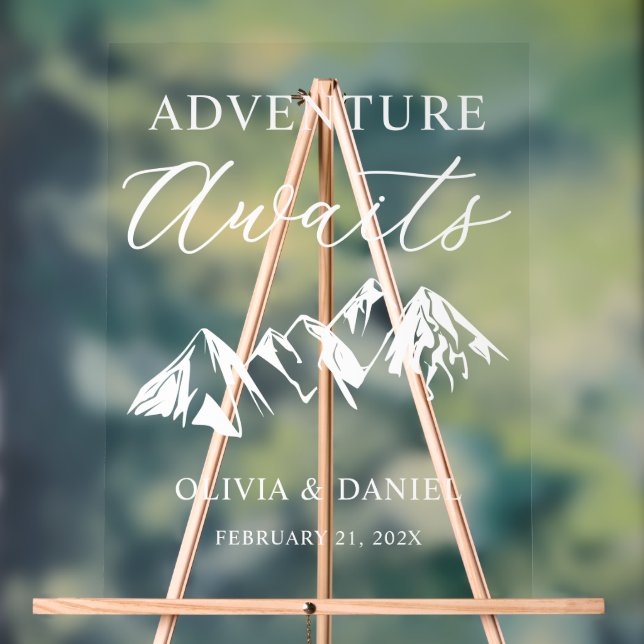 Panneau En Acrylique Adventure Awaits Personalized Wedding (Neutre)