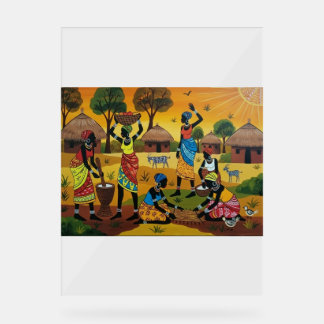 Panneau En Acrylique African women at work Throw Cushion