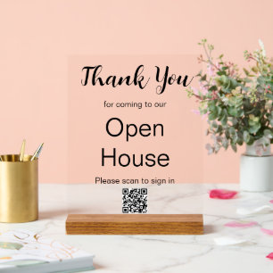 Panneau En Acrylique Agent immobilier Open House Code QR Connexion