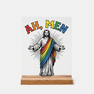 Panneau En Acrylique Ah Men Arc-en-ciel Religieux Vintage