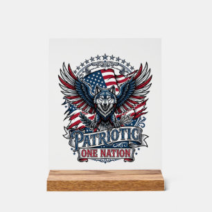 Panneau En Acrylique Aigle Patriotique Loup Hybride Animal Hybride Patr