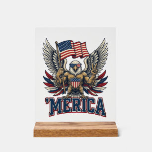 Panneau En Acrylique Aigle Patriotique Merica Vintage Vector Design de