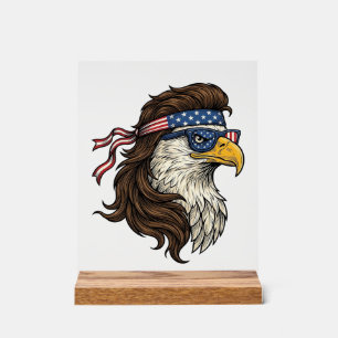 Panneau En Acrylique Aigle patriotique Mullet Gravure vintage vecteur D