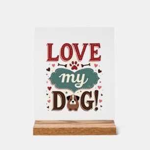 Panneau En Acrylique Aimez Moi Aimez Mon Chien Vintage Joli Empreinte D