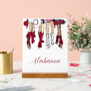 Panneau En Acrylique Alabama Dames Mode Cowboy Boot Rouge Blanc