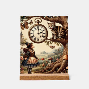 Panneau En Acrylique Alice et Chat du Cheshire : Fantaisie Merveilleuse