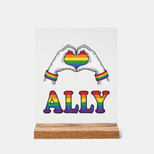 Panneau En Acrylique Ally Rainbow Hands Heart Vintage Pride Shirt Desig