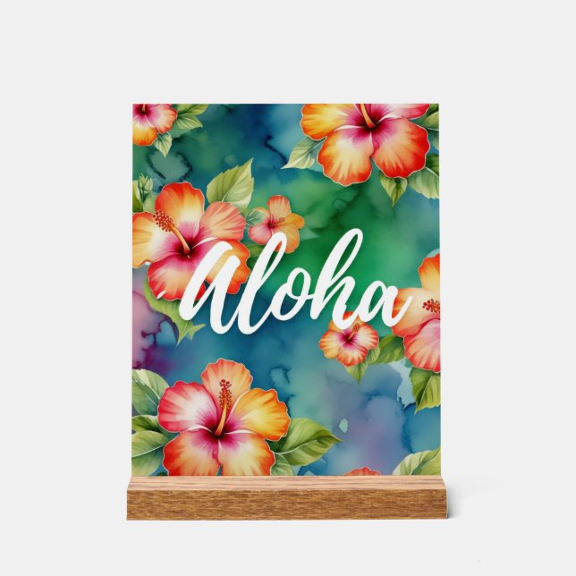 Panneau En Acrylique Aloha belle fleur hibiscus motif Hawaii (Recto)